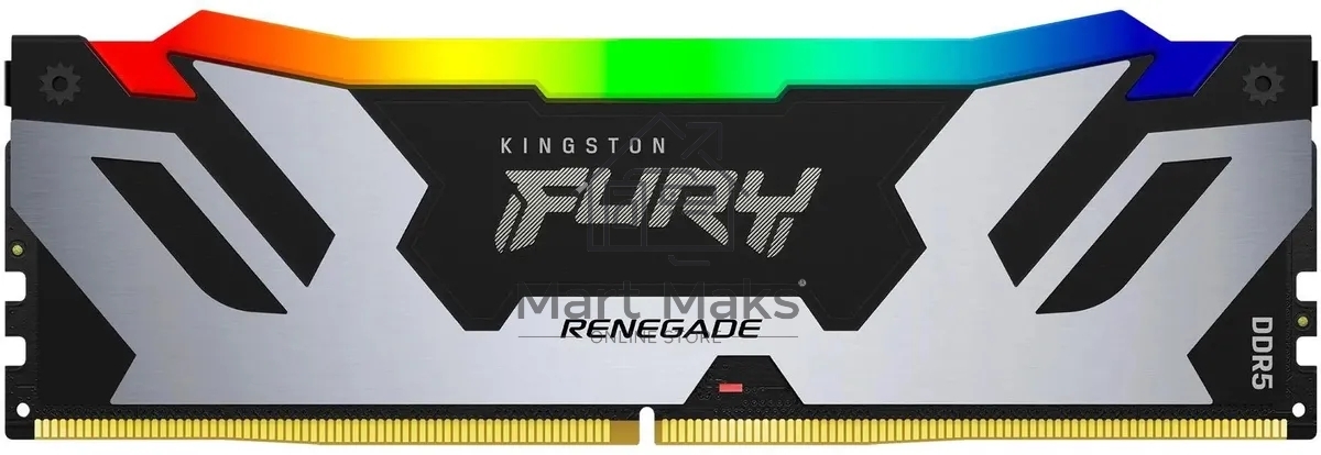 Оперативная память Kingston Fury Renegade, DDR5, 16GB (1x16GB), 7600MHz, CL38, DIMM, с радиатором, RGB, серебристый