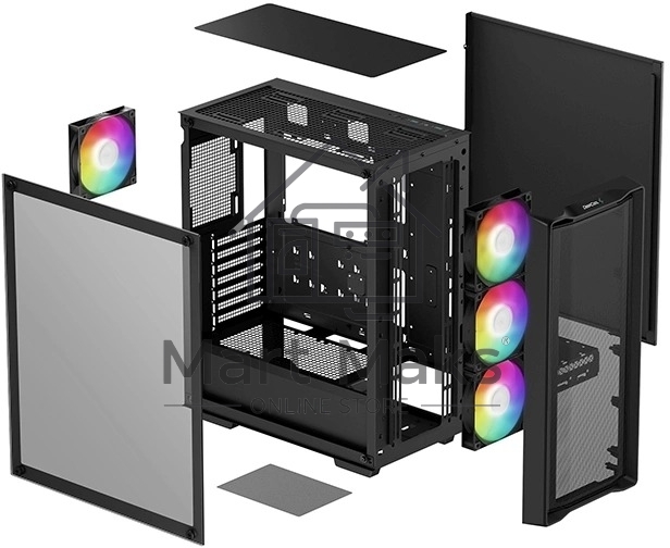 Компьютерный корпус Deepcool CC560 MESH V2 черный без БП ATX 8x120mm 5x140mm 1xUSB2.0 audio bott PSU