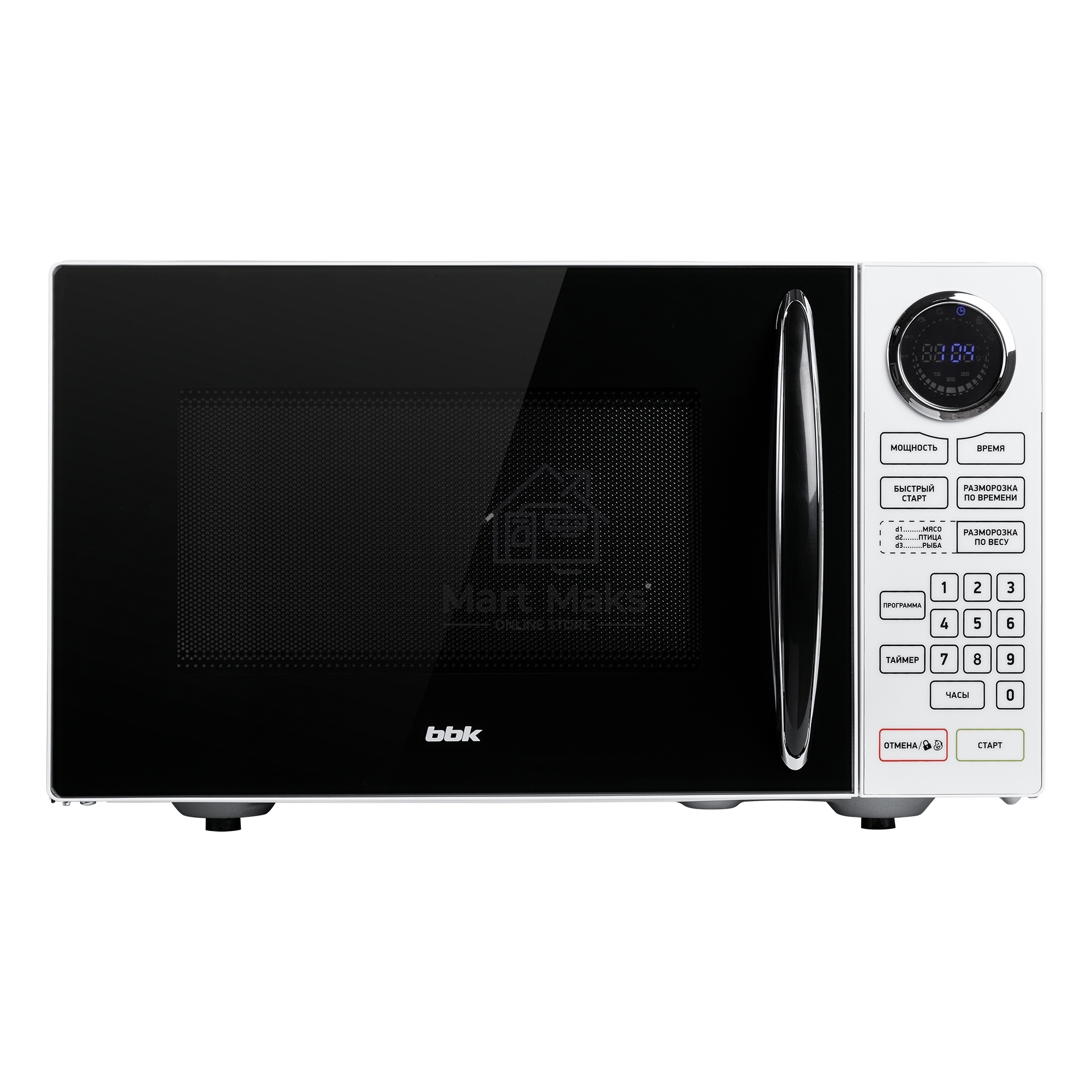 Микроволновая печь BBK 23MWS-916S/BW черный/белый, 23 л, 900 Вт, сенсор