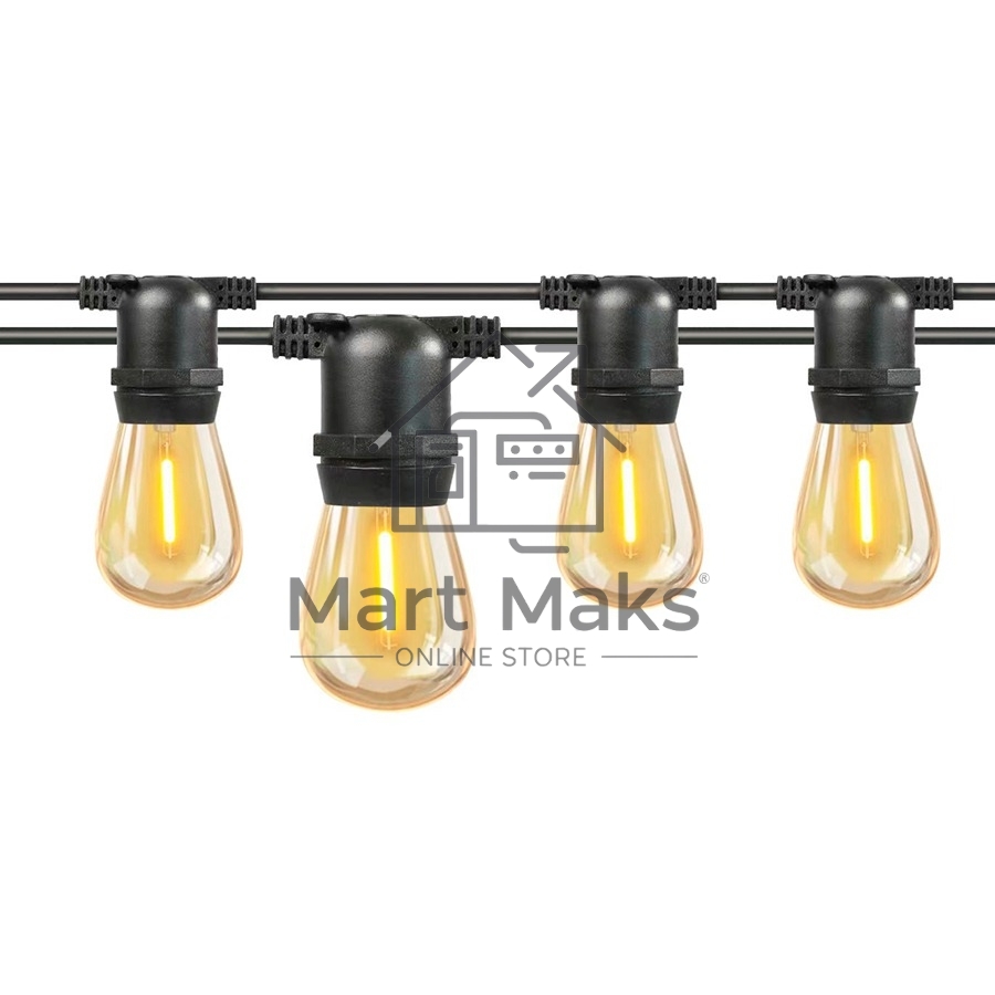Гирлянда Белт Лайт Gen-Beltlight-5M-10E27-IP65 Black (Шаг 50См/16а/2*1,5mm +3m шнур)