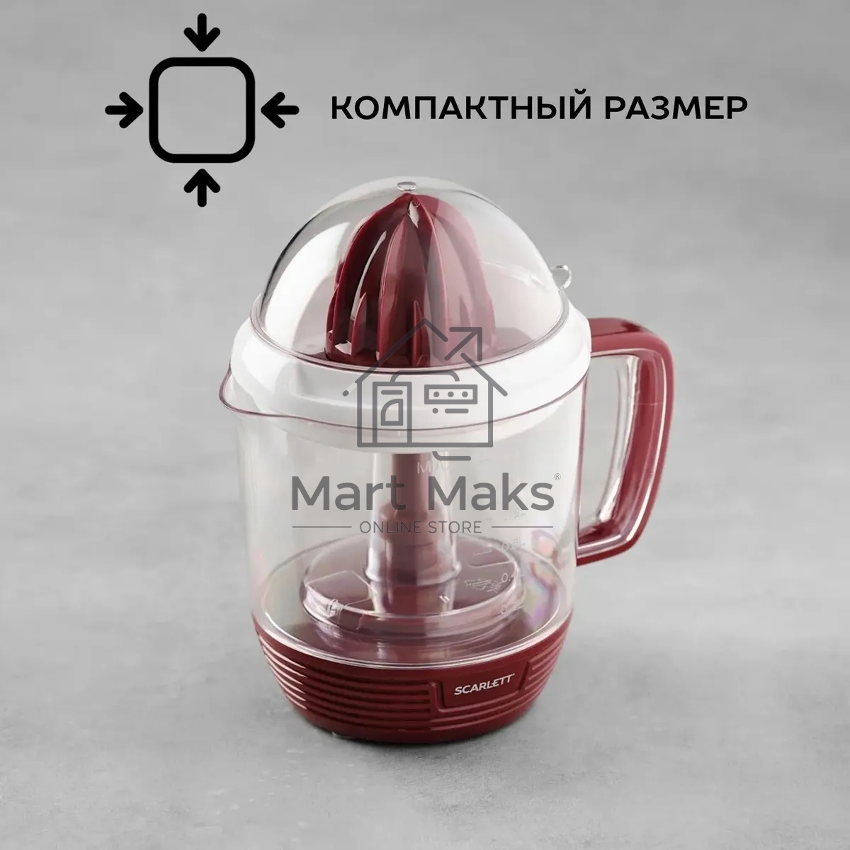 Соковыжималка цитрусовая Scarlett SC-JE50C08 25Вт рез.сок.:1200мл. красный/белый