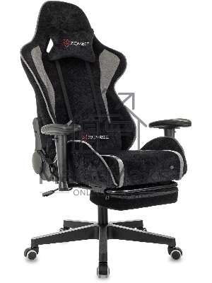 Кресло игровое Zombie Drift/F черный/серый, крестов. пластик, подст. для ног