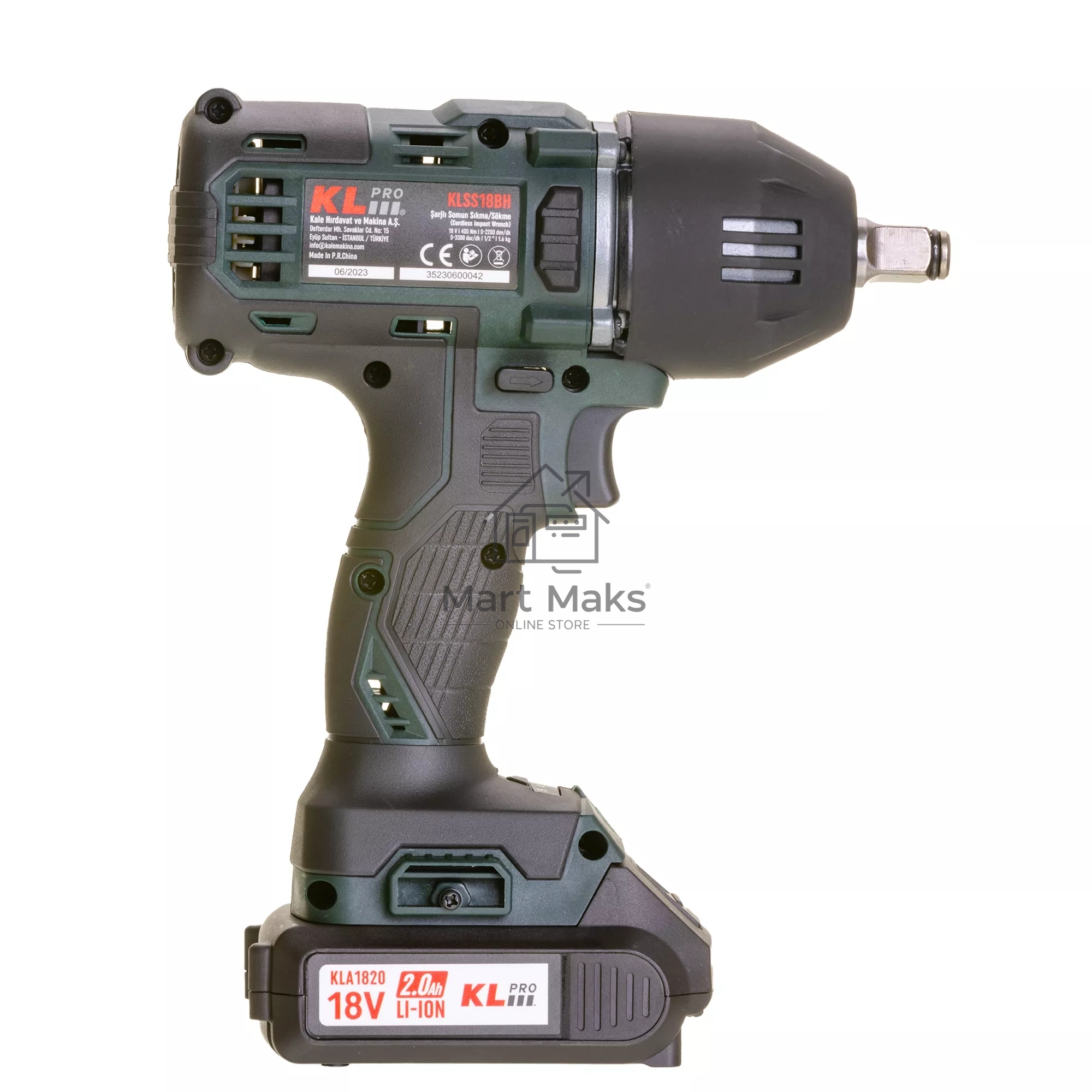 Профессиональный бесщеточный гайковерт аккумуляторный KLPRO KLSS18BH-20 (18В, Li-ion-2шт, 2.0А·ч, 400Нм, 2 скорости, подсветка,З/У,в кейсе)