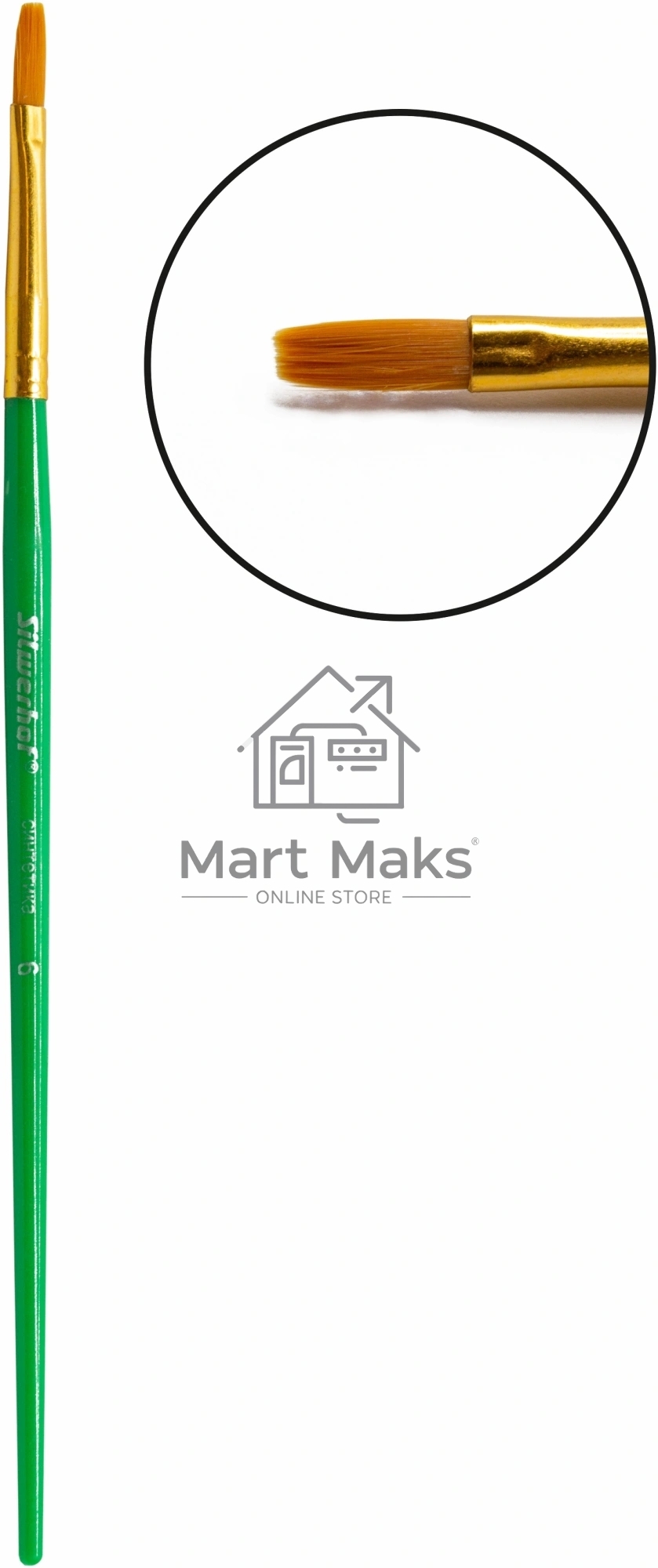 Набор кистей Silwerhof Color (набор 10шт) синтетика круглая №2,3 / плоская №3,6,7,12 / овальная №3,10