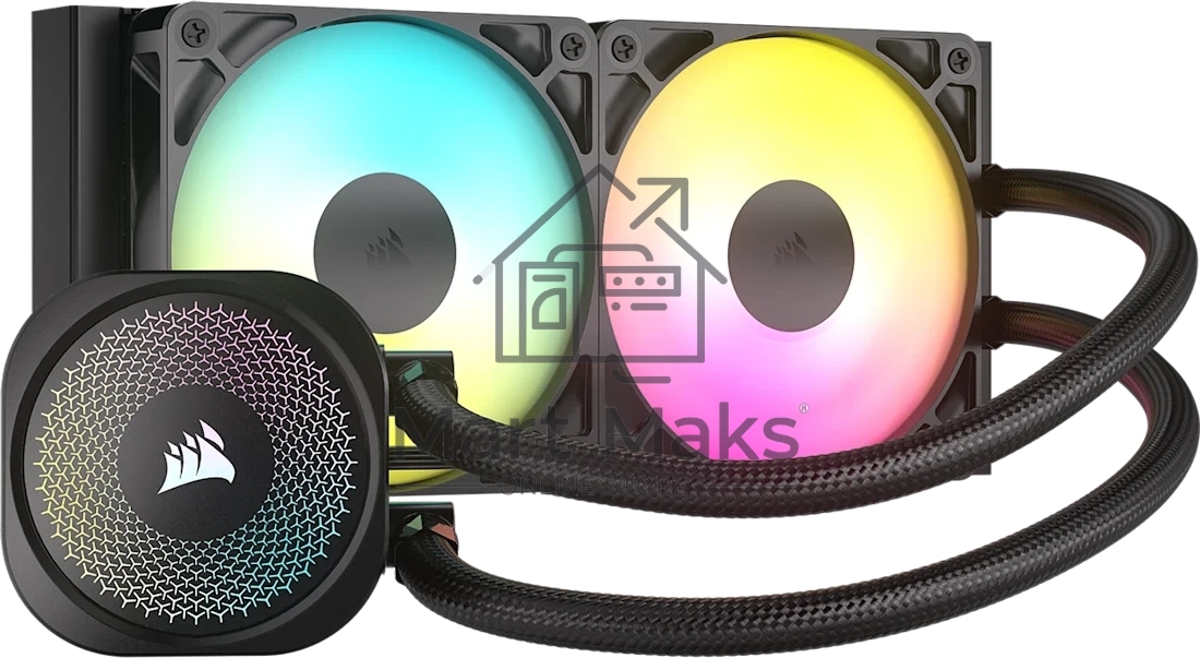 Система жидкостного охлаждения Corsair NAUTILUS 240 ARGB (240мм, черный, ARGB/ Fans: 2x120мм, 74.37CFM, 34dBA, 2100RPM/ S: 1851, 1700, AM5, AM4)