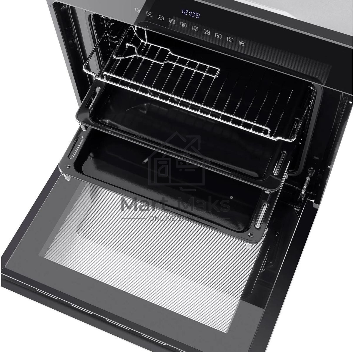 Шкаф духовой электрический Maunfeld EOEH.5811B, встраиваемый, 59л, дверца с 2 стеклами, черный