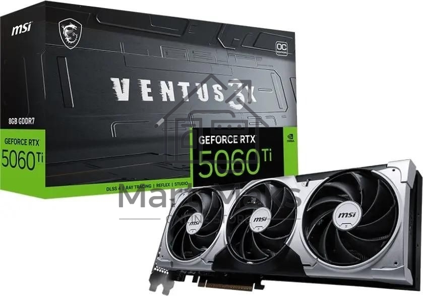 Видеокарта MSI PCI-E 5.0 RTX 5060 Ti 8G VENTUS 3X OC NVIDIA GeForce RTX 5060TI 8Gb 128bit GDDR7 2602/28000 HDMIx1 DPx3 HDCP Ret