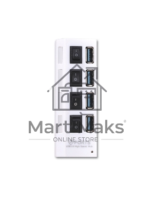 USB-хаб Smartbuy (SBHA-7304-W) USB 3.0 хаб + выкл., 4 порта, белый