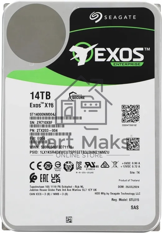 Жесткий диск Seagate 14Tb 7200RPM 12Gb/S 256MB ST14000NM004J
