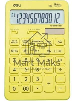 Калькулятор настольный Deli Touch EM01551 желтый 12-разр.