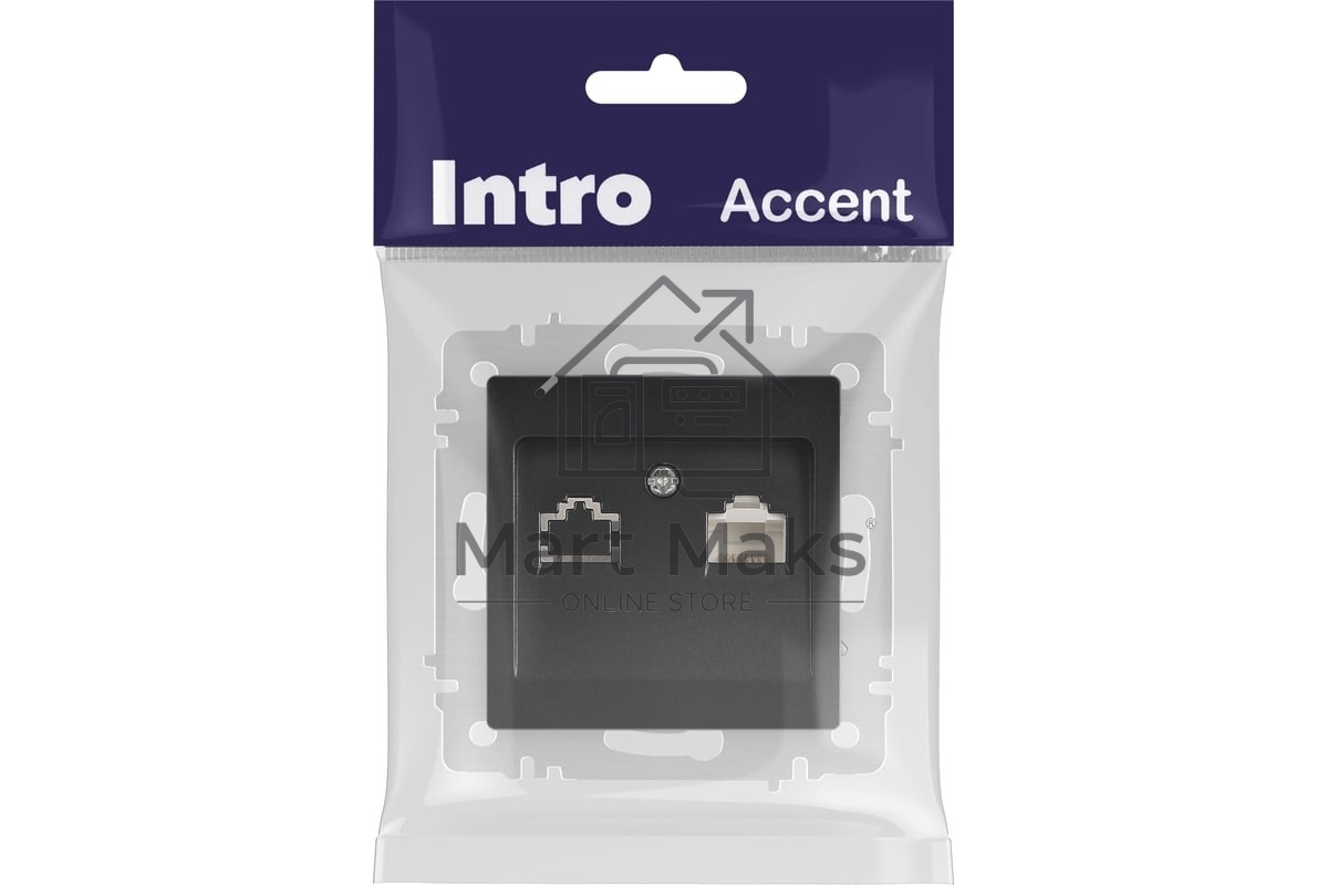 Розетка Intro Accent 6-303-05 информационная RJ45 IP20 СУ антрацит Б0063634