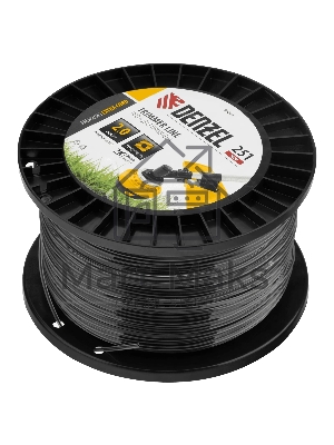 Леска для триммера Denzel двухкомпонентная, квадрат, 2,0 мм х 251 м, на DIN катушке EXTRA CORD