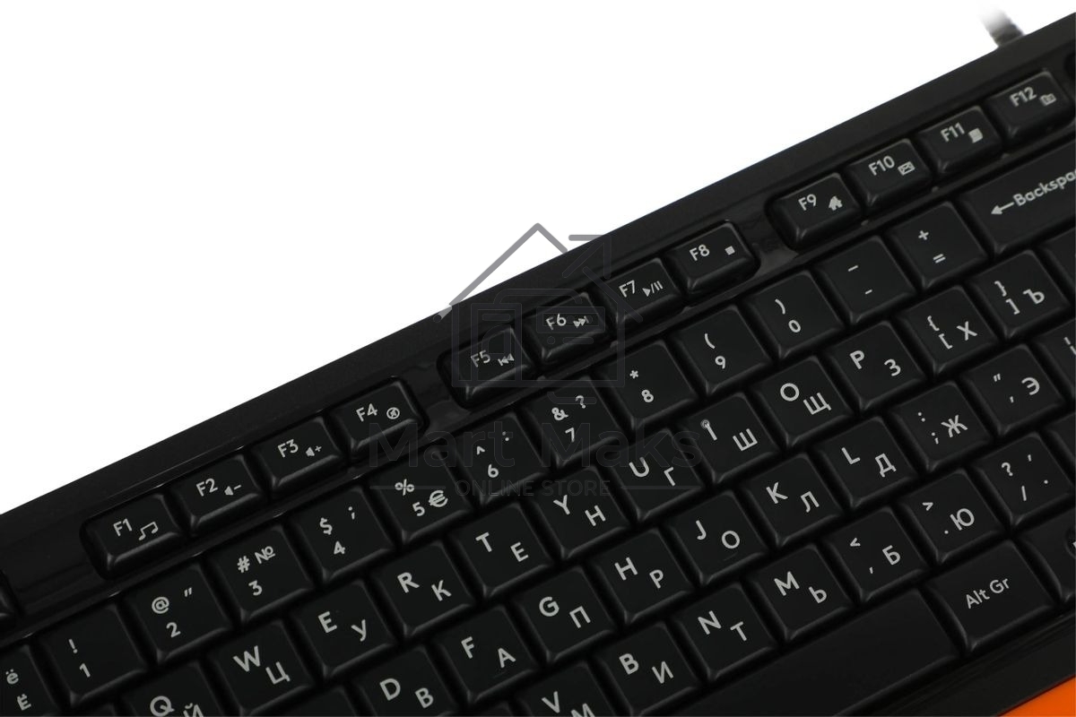 Комплект клавиатура+мышь A4Tech FStyler F1010 проводной, USB, 1600 DPI, чёрный/оранжевый