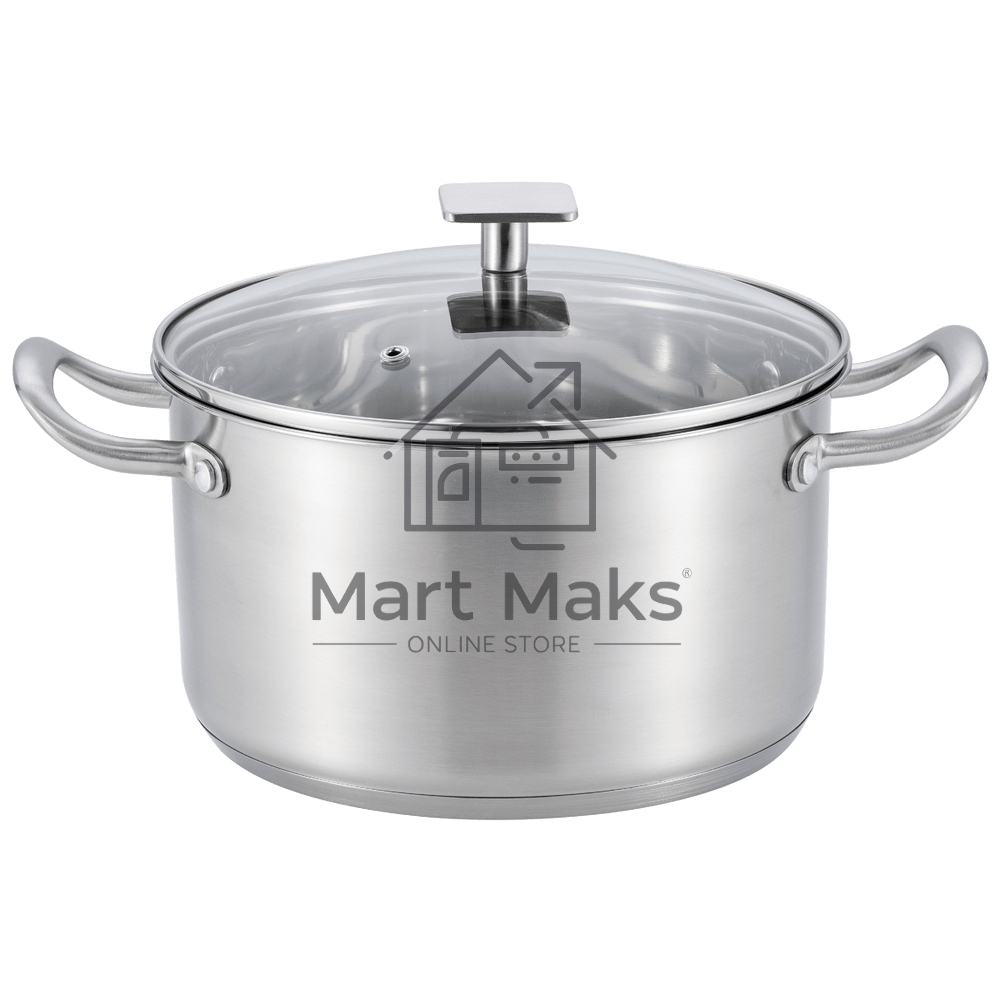 Кастрюля MAUNFELD FLORENCE MF47FR01CR из нержавеющей стали со стеклянной крышкой, 22 см, 4,7 л