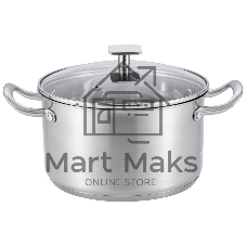 Кастрюля MAUNFELD FLORENCE MF47FR01CR из нержавеющей стали со стеклянной крышкой, 22 см, 4,7 л