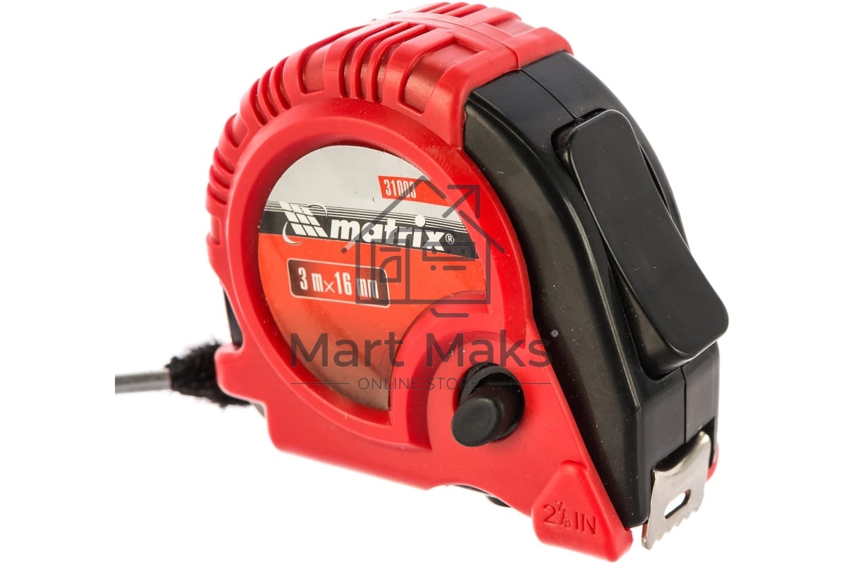 Рулетка MATRIX Rubber, 3 м х 16 мм, обрезиненный корпус 31003
