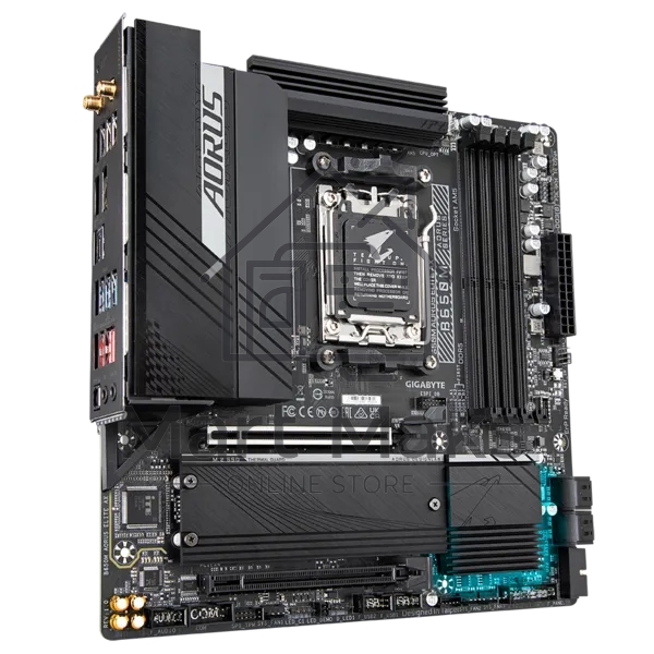 Материнская плата Gigabyte B650M AORUS ELITE AX, AM5, AMD B650, 4xDDR5, 4xSATA, 2xM.2, 1xPCI-E 5.0 x4, 1xPCI-E 4.0 x16, 1xHDMI, 1xDP, 1x 2.5Gb LAN, 4xUSB-A 2.0, 5xUSB-A 3.2 Gen 1, 2xUSB-A 3.2 Gen 2, 1xUSB-C 3.2 Gen 2, 2x3.5 мм, 7.1, Micro-ATX