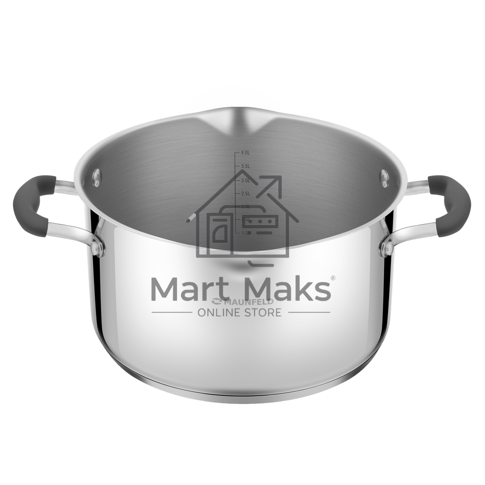 Кастрюля Maunfeld LAURA MCS40S08GR из нержавеющей стали со стеклянной крышкой, 22 см, 4 л.