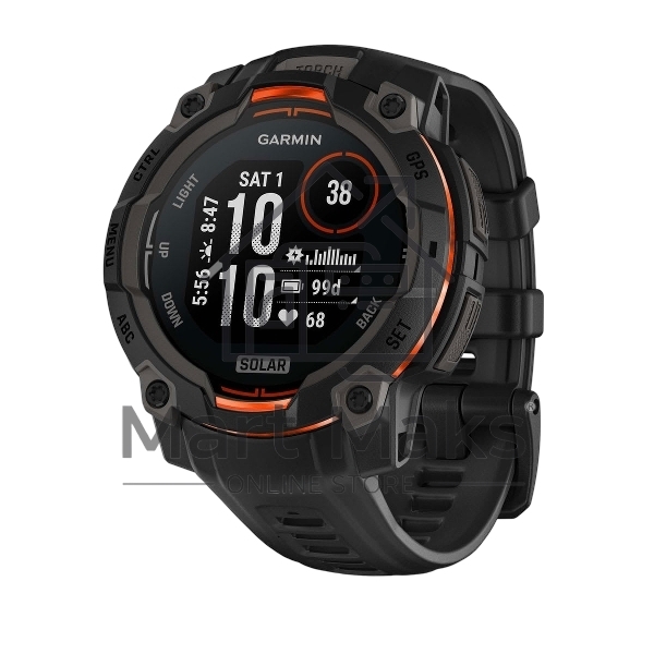Смарт-часы Garmin Instinct 3 Solar черный, черный ремешок 45мм