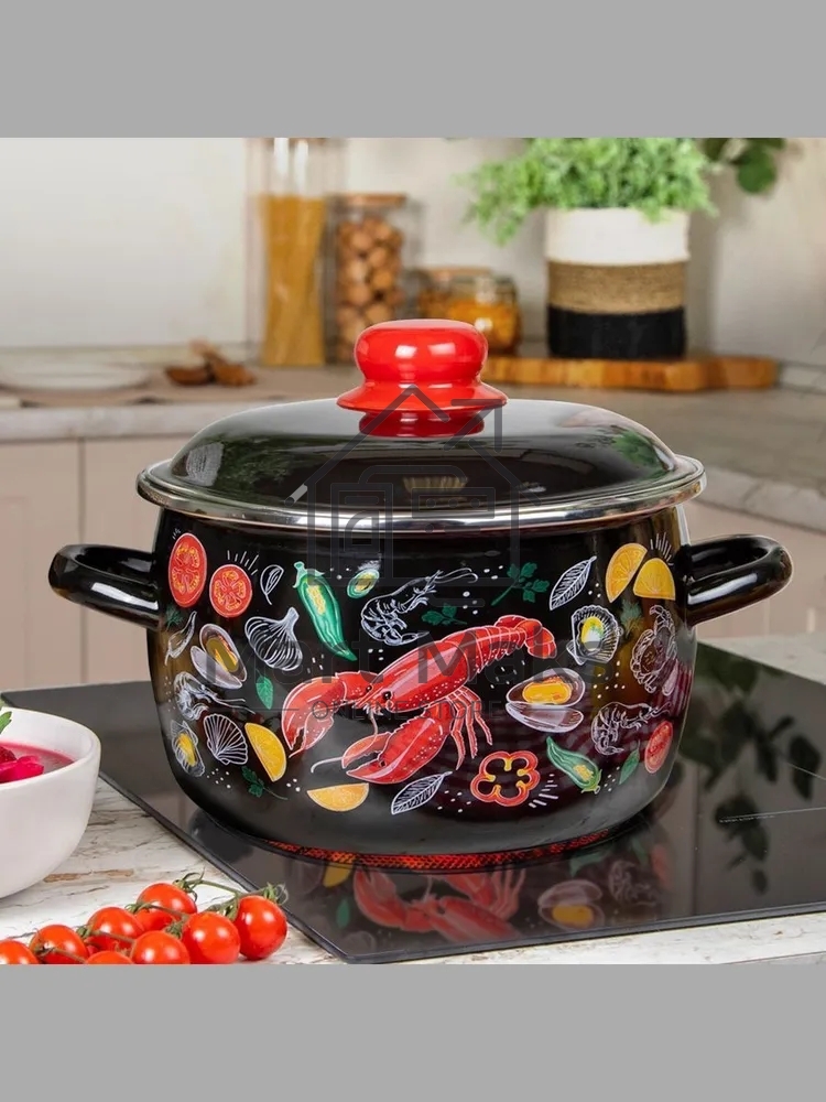 Кастрюля Appetite 1RC161M Лобстер с крышкой эмаль, сфер. 2 л