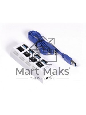 USB-хаб Smartbuy (SBHA-7304-W) USB 3.0 хаб + выкл., 4 порта, белый