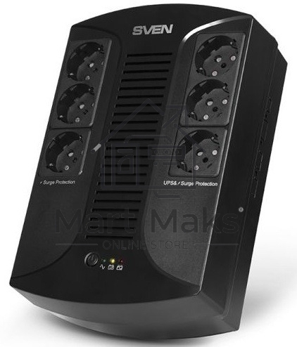 Источник бесперебойного питания SVEN UP-L1000E 1000VA/500W (6 розеток: 3х UPS/сетевой фильтр+3 x сетевой фильтр) Источник бесперебойного питания SVEN UP-L1000E 1000VA/500W (6 розеток: 3х UPS/сетевой фильтр+3 x сетевой фильтр)