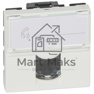 Розетка RJ 45 Mosaic категория 5е UTP 2 модуля белая (076554 - SPL - 200007)
