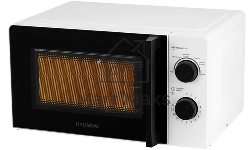 Микроволновая печь Hyundai HYM-M2047 белый, 20 л, 700 Вт, переключатели - поворотный механизм