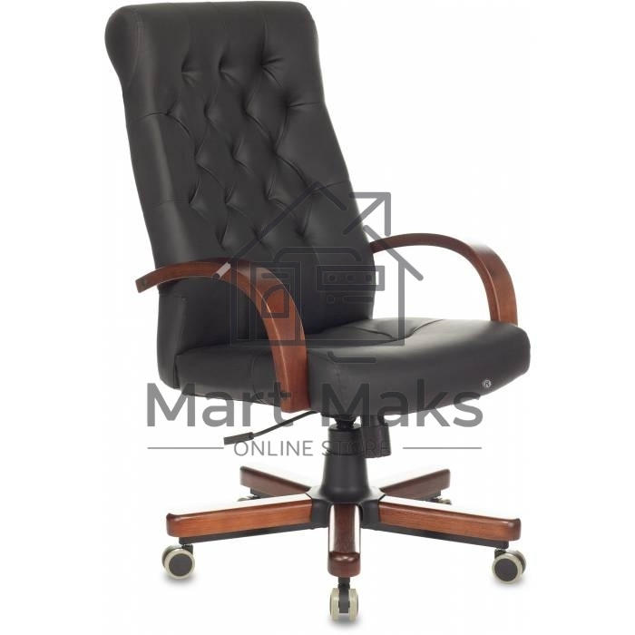 Кресло руководителя Бюрократ T-9928WALNUT/ECO черный, эко.кожа, крестовина металл/дерево