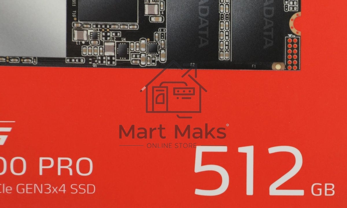 Накопитель SSD XPG SX8200 Pro, 512 ГБ, PCIe 3.0 x4, M.2 2280, NVMe, R/W 3350/2350, с радиатором