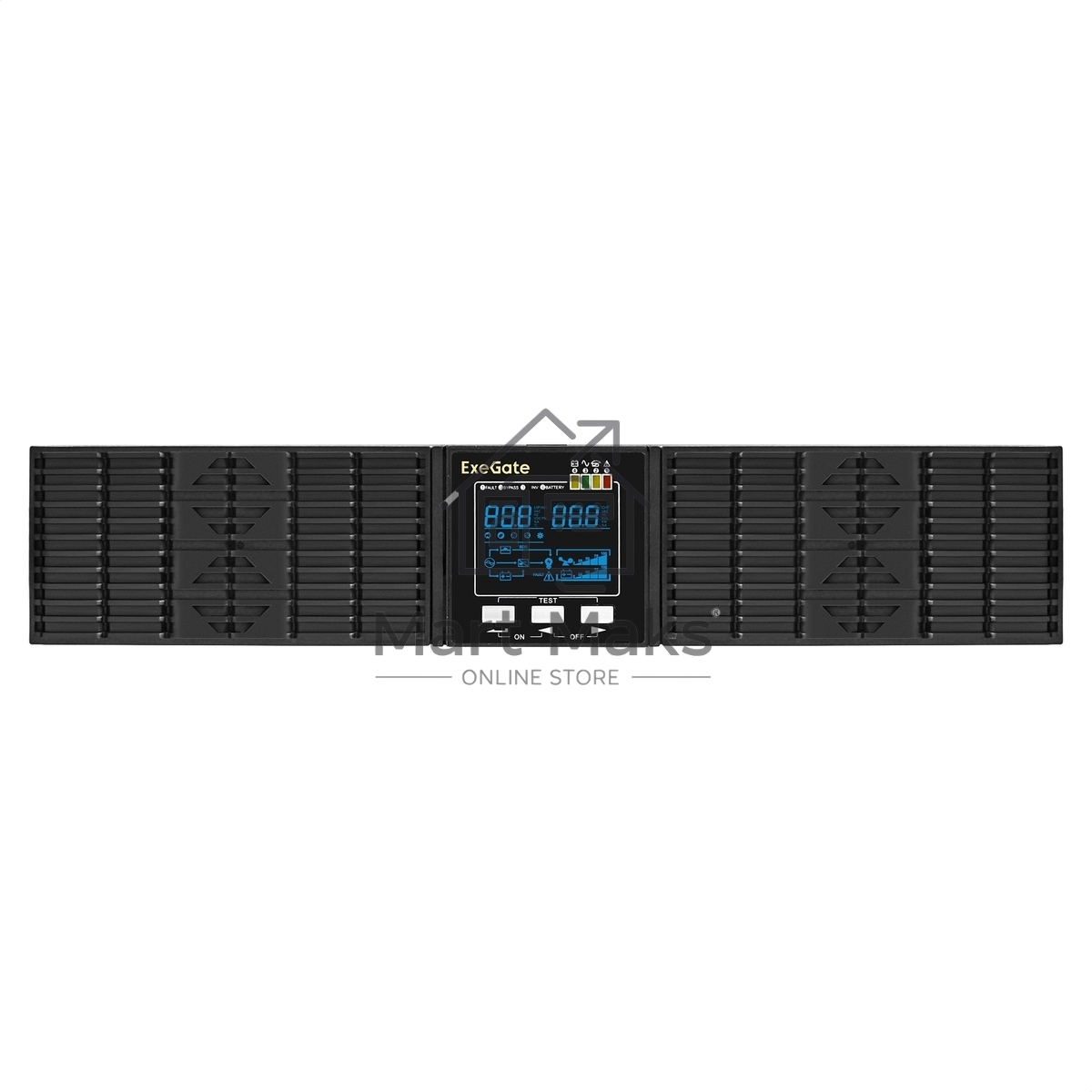 Источник бесперебойного питания On-line ExeGate PowerExpert ULS-575-10kVA.LCD.AVR.T.USB.RS232.SNMP.2U 10000VA/10000W, On-Line, PF=1, LCD, клеммы, RS232, USB, SNMP-slot, EPO, батареи внешние 192В/240В суммарной емкостью до 400Ah, Rackmount 2U/Tower, металл