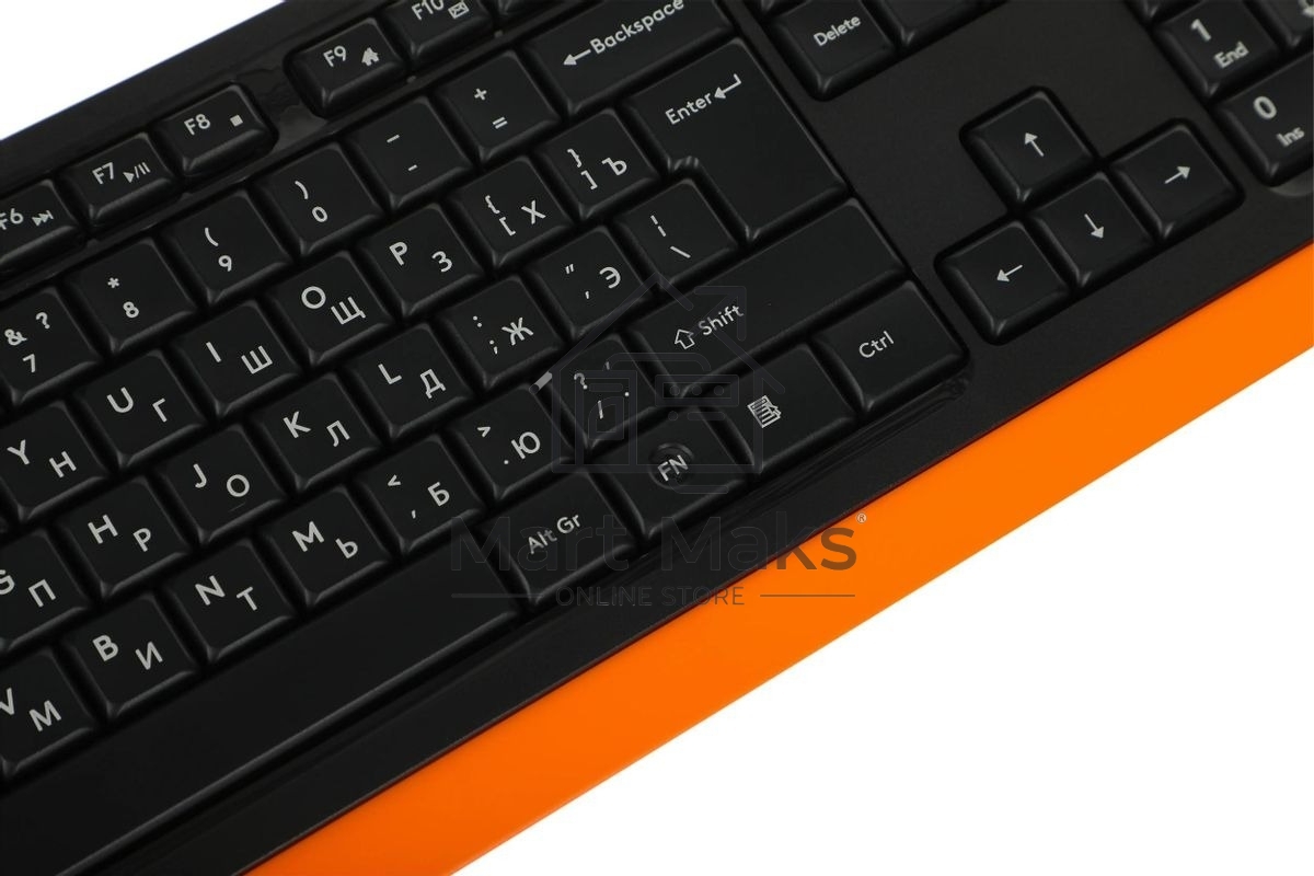 Комплект клавиатура+мышь A4Tech FStyler F1010 проводной, USB, 1600 DPI, чёрный/оранжевый