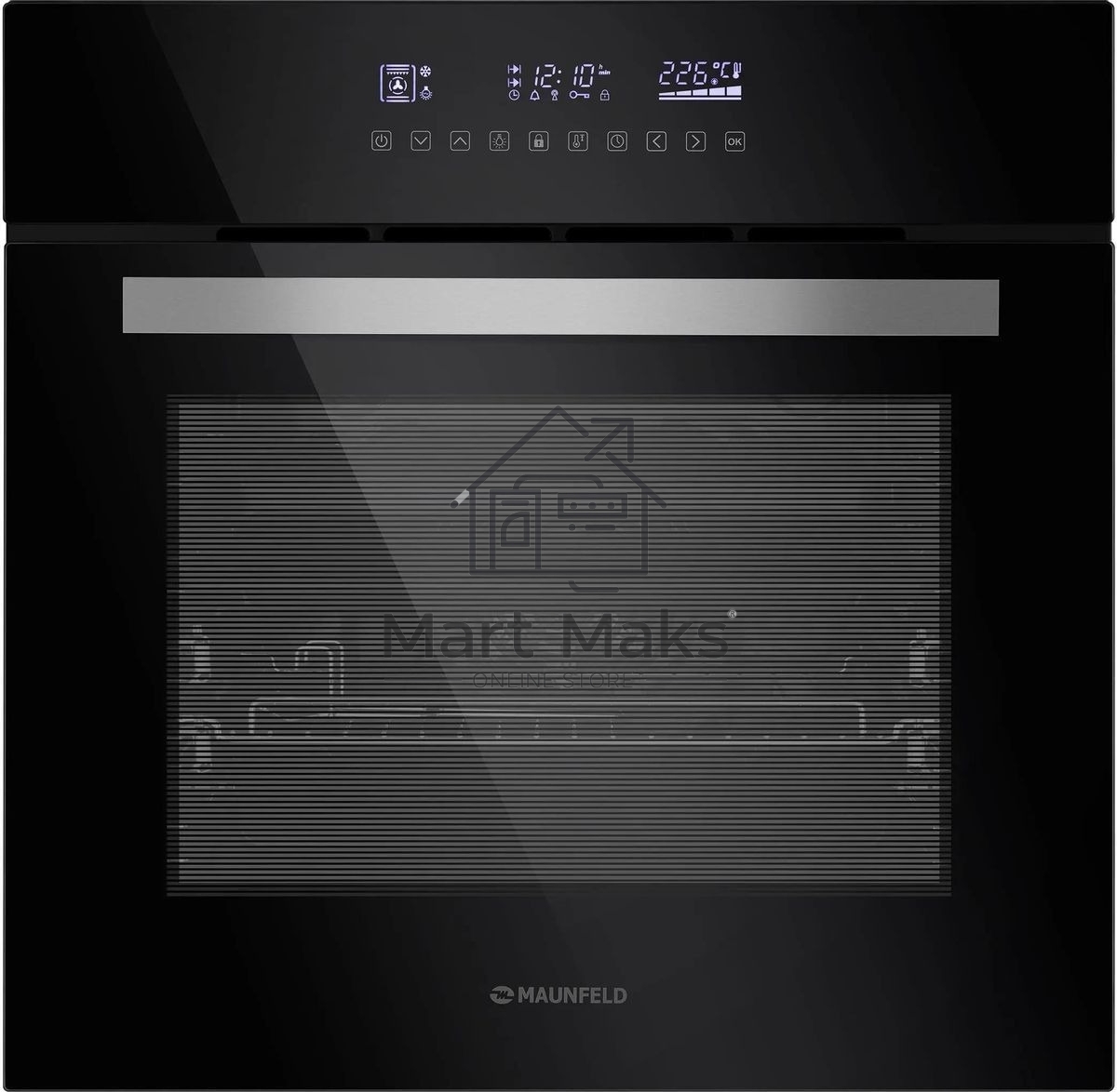 Шкаф духовой электрический Maunfeld EOEH.5811B, встраиваемый, 59л, дверца с 2 стеклами, черный