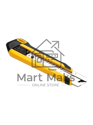 Технический нож Deli DL025 25мм SK4. 2-ступенчатое лезвие. Ударопрочный и обрезиненный корпус. Кнопка автоматической блокировки.