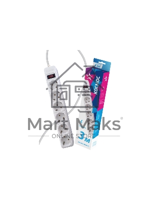 Удлинитель с сетевым фильтром Космос 6х3м с заземл. 16А IP20 3.5кВт с предохранителем 3х1 индикатор сети бел.