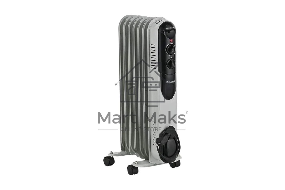 Масляный обогреватель Neoclima NC 9307 белый/черный, 1500 Вт, 15 м2, термостат 28742