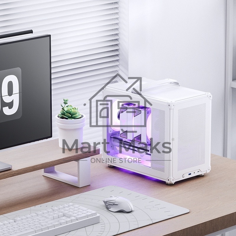 Корпус без блока питания JONSBO C6 MAX Handle, Mini-Tower, TG, no fan, 1xUSB-A 3.0 + 1xUSB-C 3.1, mATX, mITX White