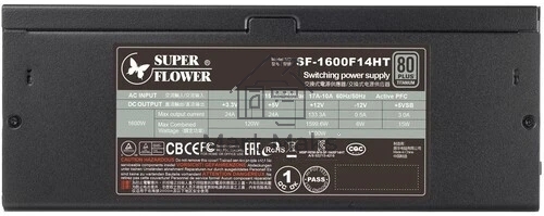 Блок питания Super Flower Leadex Titanium (SF-1600F14HT), 1600Вт, 80 PLUS Titanium, 140мм, модульный, черный