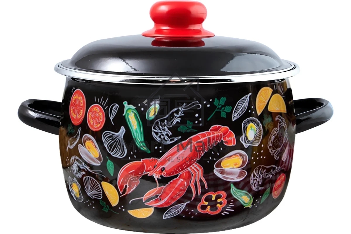 Кастрюля Appetite 1RC161M Лобстер с крышкой эмаль, сфер. 2 л