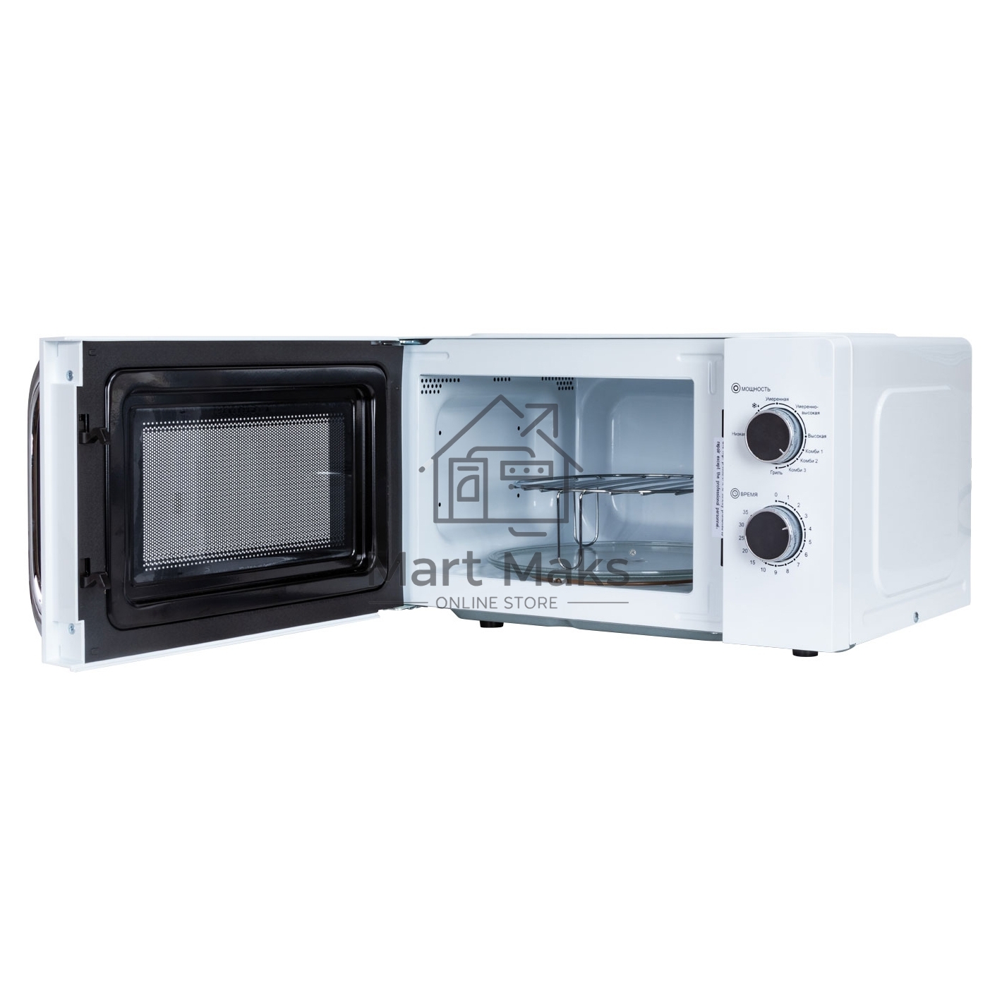 Микроволновая печь JVC JK-MW210MG белый, 20 л, 700 Вт, переключатели - поворотный механизм