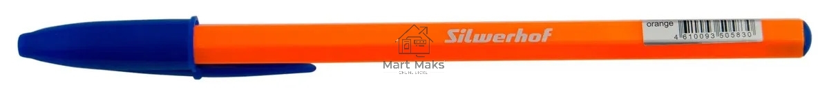 Ручка шариковая Silwerhof Orange, d=0.7мм, синие чернила, одноразовая ручка, линия 0.5мм шестигранная