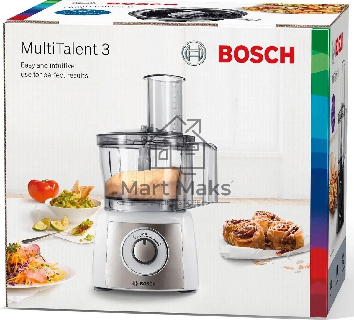 Кухонный комбайн Bosch MCM3501M 800 Вт, Скорости: 2, Блендер 1 л, Чаша 2.3 л, Цвет черны/серебристый