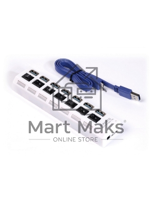 USB-хаб SMARTBUY (SBHA-7307-W) USB 3.0 хаб + выкл., 7 портов, белый