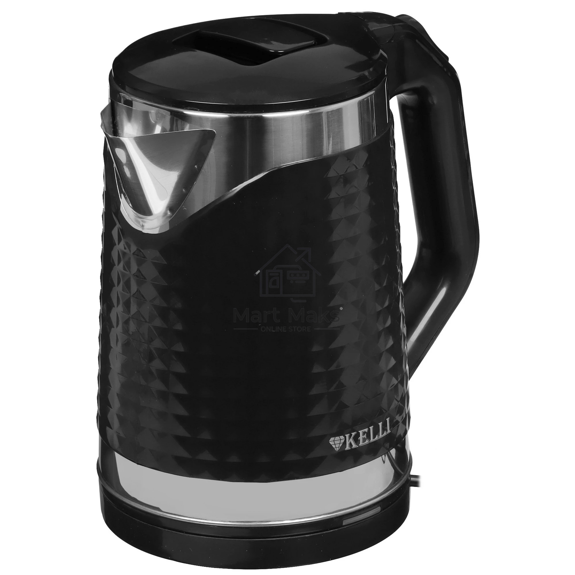 Чайник электрический Kelli KL-1372B 1.8 л, нержавейка+пластик, черный (12)