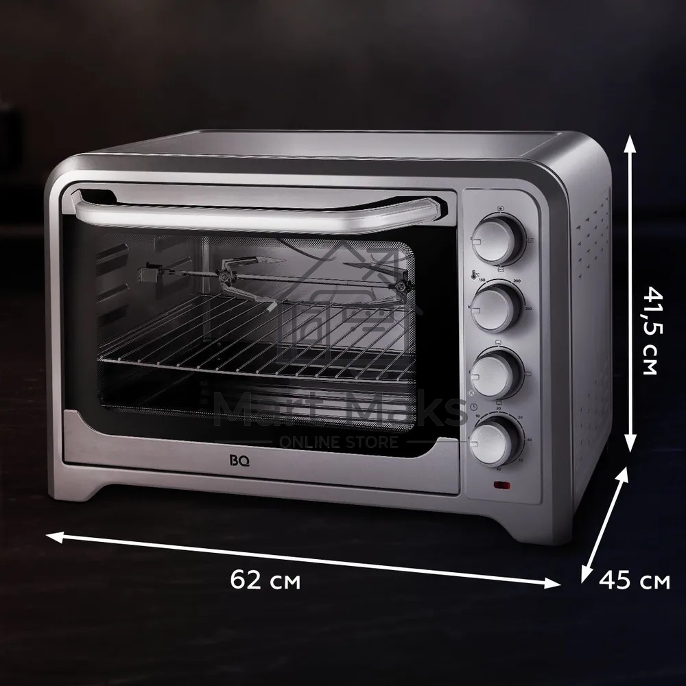 Мини-печь BQ EO1002B Мощность 1600 Вт, Объем 30 л, Конвекция, 5 режимов работы, Таймер до 60 мин черный/стальной