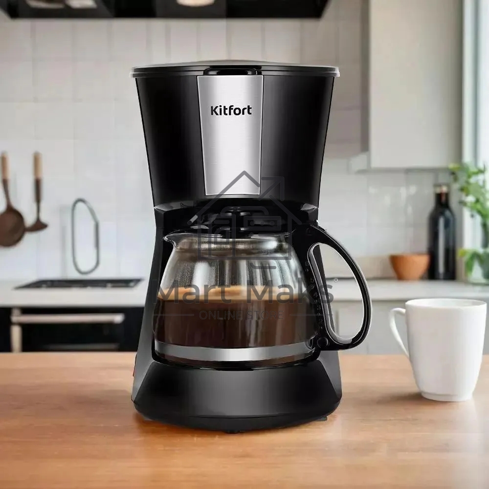 Кофеварка капельная Kitfort КТ-7260 черный/нержавеющая сталь, исп. кофе - молотый, 0,6 л, 550 Вт