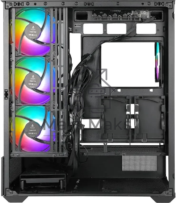 Компьютерный корпус Azza TIARA черный без БП ATX 4x120mm 2xUSB3.0 1xUSB3.1 audio bott PSU