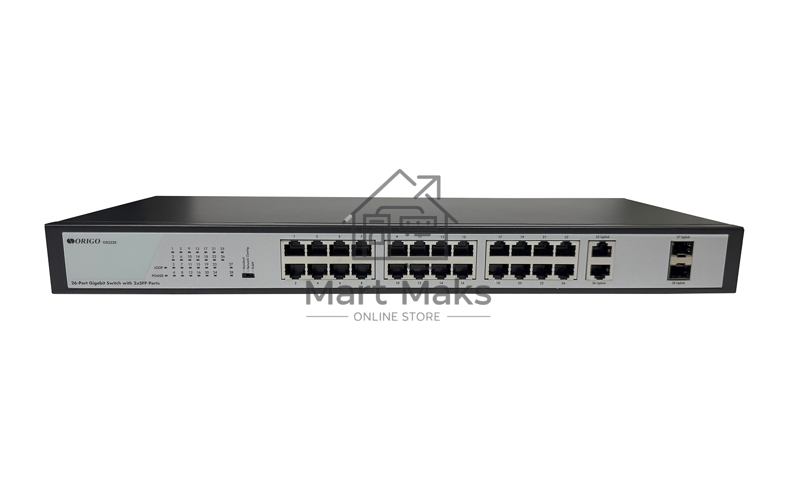 Коммутатор ORIGO OS2228/A1A, 26×1 Гбит/с + 2×1 Гбит/с SFP, неуправляемый