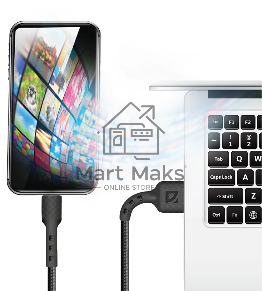 Кабель Defender F181, USB 2.0 (AM) - Apple Lightning (M), 1метр, 2.4А, нейлоновая оплетка, черный.