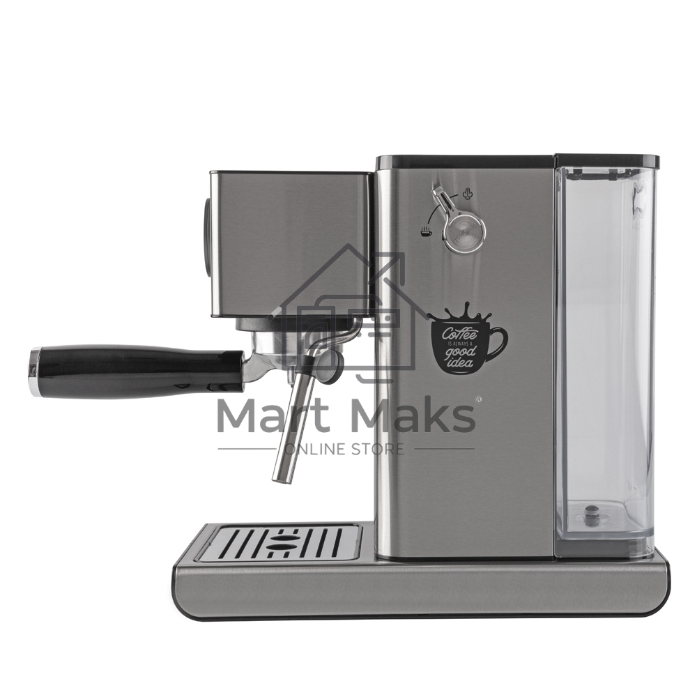 Кофеварка рожковая Endever Costa-1090 стальной, исп. кофе - молотый, 1,2 л, 1400 Вт, 15 бар